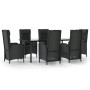 Set de comedor de jardín 7 pzas y cojines ratán sintético negro de vidaXL, Conjuntos de jardín - Ref: Foro24-3185193, Precio:...