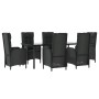 Set de comedor de jardín 7 pzas y cojines ratán sintético negro de vidaXL, Conjuntos de jardín - Ref: Foro24-3185193, Precio:...