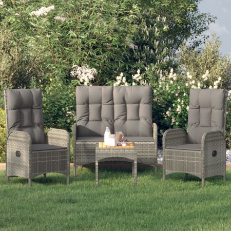 4-piece garden dining set with gray PE rattan cushions by vidaXL, Garden sets - Ref: Foro24-3185083, Price: 411,76 €, Discoun...