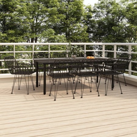 Garden dining set 9 pieces black synthetic rattan by vidaXL, Garden sets - Ref: Foro24-3157872, Price: 738,28 €, Discount: %