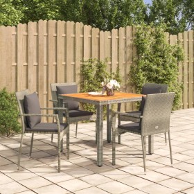 5-teiliges Garten-Essset mit grauen Kissen aus synthetischem Rattan von vidaXL, Gartensets - Ref: Foro24-3184970, Preis: 340,...