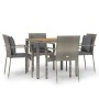 Set comedor de jardín 5 piezas con cojines ratán sintético gris de vidaXL, Conjuntos de jardín - Ref: Foro24-3184970, Precio:...