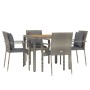 Set comedor de jardín 5 piezas con cojines ratán sintético gris de vidaXL, Conjuntos de jardín - Ref: Foro24-3184970, Precio:...