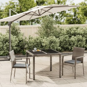 3-teilige Garten-Essgruppe mit grauen synthetischen Rattankissen von vidaXL, Gartensets - Ref: Foro24-3184981, Preis: 208,99 ...