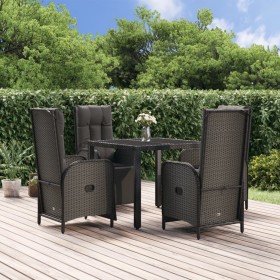 5-teiliges Gartenmöbel-Set mit schwarzen synthetischen Rattankissen von vidaXL, Gartensets - Ref: Foro24-3185060, Preis: 731,...