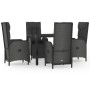 Set de muebles jardín 5 pzas con cojines ratán sintético negro de vidaXL, Conjuntos de jardín - Ref: Foro24-3185060, Precio: ...