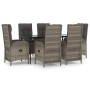 Garden dining set 7 pieces and cushions in black and gray synthetic rattan by vidaXL, Garden sets - Ref: Foro24-3185182, Pric...