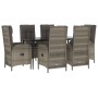 Garden dining set 7 pieces and cushions in black and gray synthetic rattan by vidaXL, Garden sets - Ref: Foro24-3185182, Pric...