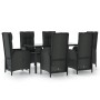 Set de comedor de jardín 7 pzas y cojines ratán sintético negro de vidaXL, Conjuntos de jardín - Ref: Foro24-3185192, Precio:...