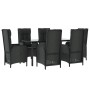 Set de comedor de jardín 7 pzas y cojines ratán sintético negro de vidaXL, Conjuntos de jardín - Ref: Foro24-3185192, Precio:...