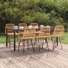 7-teiliges Garten-Esszimmerset aus synthetischem Rattan von vidaXL, Gartensets - Ref: Foro24-3157892, Preis: 632,99 €, Rabatt: %