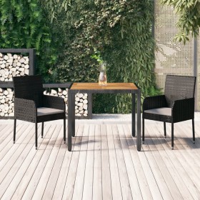 Garden dining set 3 pieces with black synthetic rattan cushions by vidaXL, Garden sets - Ref: Foro24-3185011, Price: 217,99 €...