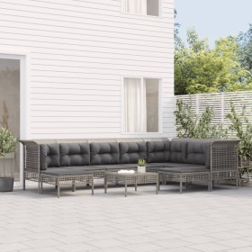 Garden furniture set 10 pieces and gray synthetic rattan cushions by vidaXL, Garden sets - Ref: Foro24-3187591, Price: 536,99...