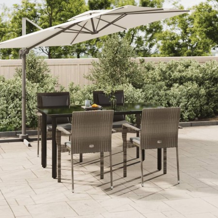 Garden dining set 5 pieces and cushions in black and gray synthetic rattan by vidaXL, Garden sets - Ref: Foro24-3185116, Pric...