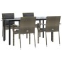 Set comedor jardín 5 pzas y cojines ratán sintético negro gris de vidaXL, Conjuntos de jardín - Ref: Foro24-3185116, Precio: ...