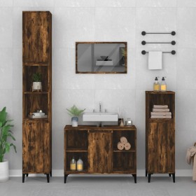 3-piece bathroom furniture set smoked oak plywood by vidaXL, Bathroom furniture - Ref: Foro24-3185626, Price: 208,57 €, Disco...