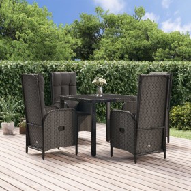 5-teiliges Gartenmöbel-Set mit schwarzen synthetischen Rattankissen von vidaXL, Gartensets - Ref: Foro24-3185054, Preis: 673,...