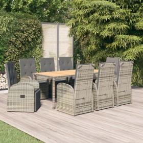 Garten-Essgruppe 9-teilig und graue synthetische Rattankissen von vidaXL, Gartensets - Ref: Foro24-3157590, Preis: 1,00 €, Ra...