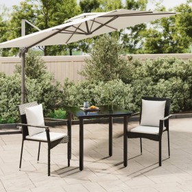 3-teilige Garten-Essgruppe mit schwarzen Kissen aus synthetischem Rattan von vidaXL, Gartensets - Ref: Foro24-3185107, Preis:...