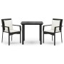 Set comedor de jardín 3 pzas con cojines ratán sintético negro de vidaXL, Conjuntos de jardín - Ref: Foro24-3185107, Precio: ...