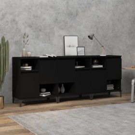 Aparadores 3 uds madera contrachapada negro 60x35x70 cm de vidaXL, Aparadores - Ref: Foro24-3185744, Precio: 206,99 €, Descue...