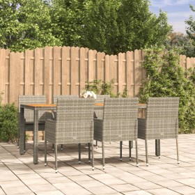 Garten-Essgruppe 7-teilig und graue synthetische Rattankissen von vidaXL, Gartensets - Ref: Foro24-3185021, Preis: 434,12 €, ...