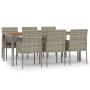 Set comedor jardín 7 pzas y cojines ratán sintético gris de vidaXL, Conjuntos de jardín - Ref: Foro24-3185021, Precio: 434,12...