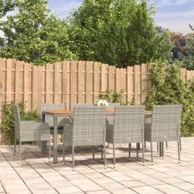 Garten-Essgruppe 9-teilig und graue synthetische Rattankissen von vidaXL, Gartensets - Ref: Foro24-3185022, Preis: 537,35 €, ...