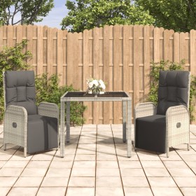 3-piece garden dining set with gray synthetic rattan cushions by vidaXL, Garden sets - Ref: Foro24-3185029, Price: 385,65 €, ...