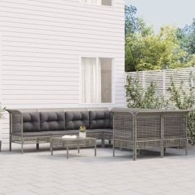 8-piece garden furniture set and gray synthetic rattan cushions by vidaXL, Garden sets - Ref: Foro24-3187592, Price: 411,24 €...