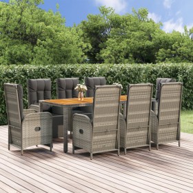 Garden dining set 9 pieces and gray synthetic rattan cushions by vidaXL, Garden sets - Ref: Foro24-3185049, Price: 1,00 €, Di...