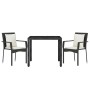 Set comedor de jardín 3 pzas con cojines ratán sintético negro de vidaXL, Conjuntos de jardín - Ref: Foro24-3157951, Precio: ...