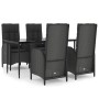 Set de muebles jardín 5 pzas con cojines ratán sintético negro de vidaXL, Conjuntos de jardín - Ref: Foro24-3185171, Precio: ...