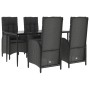 Set de muebles jardín 5 pzas con cojines ratán sintético negro de vidaXL, Conjuntos de jardín - Ref: Foro24-3185171, Precio: ...