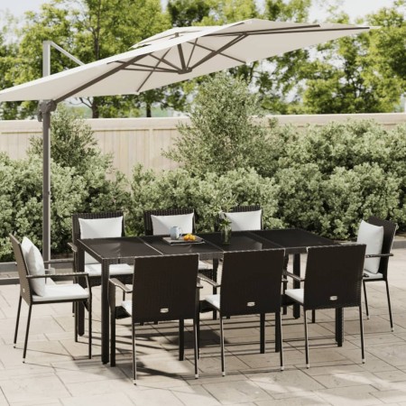 9-teiliges Garten-Essset und schwarze Kissen aus synthetischem Rattan von vidaXL, Gartensets - Ref: Foro24-3184980, Preis: 68...