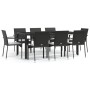 Set de comedor de jardín 9 pzas y cojines ratán sintético negro de vidaXL, Conjuntos de jardín - Ref: Foro24-3184980, Precio:...