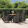 Set de comedor de jardín 7 pzas y cojines ratán sintético negro de vidaXL, Conjuntos de jardín - Ref: Foro24-3185077, Precio:...