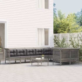 10-piece garden furniture set and gray synthetic rattan cushions by vidaXL, Garden sets - Ref: Foro24-3187593, Price: 477,99 ...