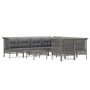 Set de muebles de jardín 10 pzas y cojines ratán sintético gris de vidaXL, Conjuntos de jardín - Ref: Foro24-3187593, Precio:...