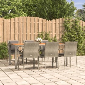 Garden dining set 7 pieces and gray synthetic rattan cushions by vidaXL, Garden sets - Ref: Foro24-3184973, Price: 488,85 €, ...