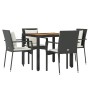 Set de muebles jardín 5 pzas con cojines ratán sintético negro de vidaXL, Conjuntos de jardín - Ref: Foro24-3157964, Precio: ...