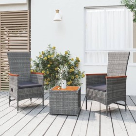 Garden furniture set 3 pieces made of acacia wood and synthetic rattan in gray color. by vidaXL, Garden sets - Ref: Foro24-31...