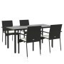 Set de muebles jardín 5 pzas con cojines ratán sintético negro de vidaXL, Conjuntos de jardín - Ref: Foro24-3185134, Precio: ...