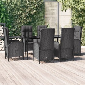 7-teiliges Garten-Essset und schwarze Kissen aus synthetischem Rattan von vidaXL, Gartensets - Ref: Foro24-3185172, Preis: 99...