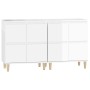 Aparadores 2 uds madera contrachapada blanco brillo 60x35x70 cm de vidaXL, Aparadores - Ref: Foro24-3185753, Precio: 130,43 €...