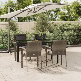 Garten-Essgruppe 5-teilig und schwarzgraue Kissen aus synthetischem Rattan von vidaXL, Gartensets - Ref: Foro24-3185115, Prei...