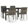 Set comedor jardín 5 pzas y cojines ratán sintético negro gris de vidaXL, Conjuntos de jardín - Ref: Foro24-3185115, Precio: ...