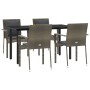 Set comedor jardín 5 pzas y cojines ratán sintético negro gris de vidaXL, Conjuntos de jardín - Ref: Foro24-3185115, Precio: ...