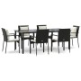 Set de comedor de jardín 7 pzas y cojines ratán sintético negro de vidaXL, Conjuntos de jardín - Ref: Foro24-3185111, Precio:...