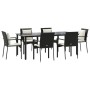 Set de comedor de jardín 7 pzas y cojines ratán sintético negro de vidaXL, Conjuntos de jardín - Ref: Foro24-3185111, Precio:...